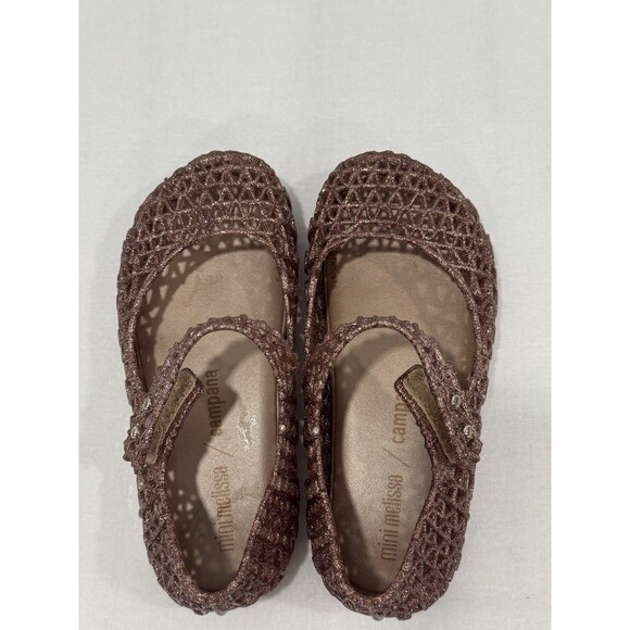 Mini Melissa Campana Rose Glitter Ballerina Flats Toddler Girls Kids Size 10 - Picture 2 of 4